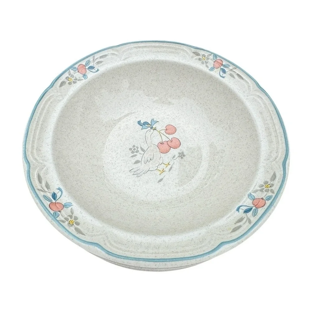 International China Stoneware Goose Cherry Soup Cereal Bowls Japan Set of 4